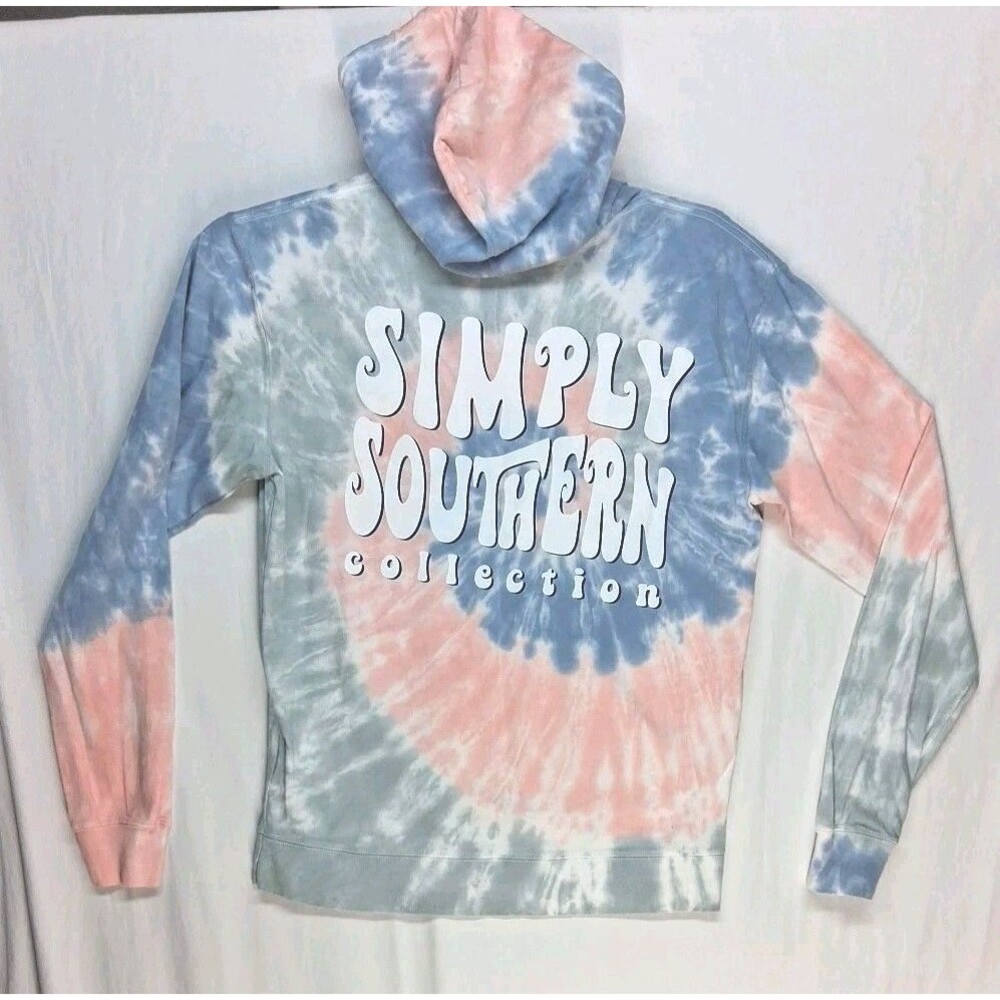 Simply Southern Womens Med Tie-dye Hoodie Long Sleeve T-shirt Fall Resortwear